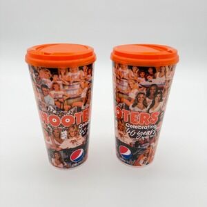 Hooters 40th Anniversary Pepsi Tumblers w/ Lids Whirley DrinkWorks Set of 2